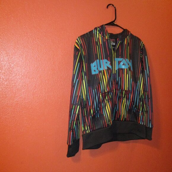 Burton Woman X Large Black Yellow Red Full Zip Graphic Long Sleeve Hooded Jacket - Picture 2 of 6